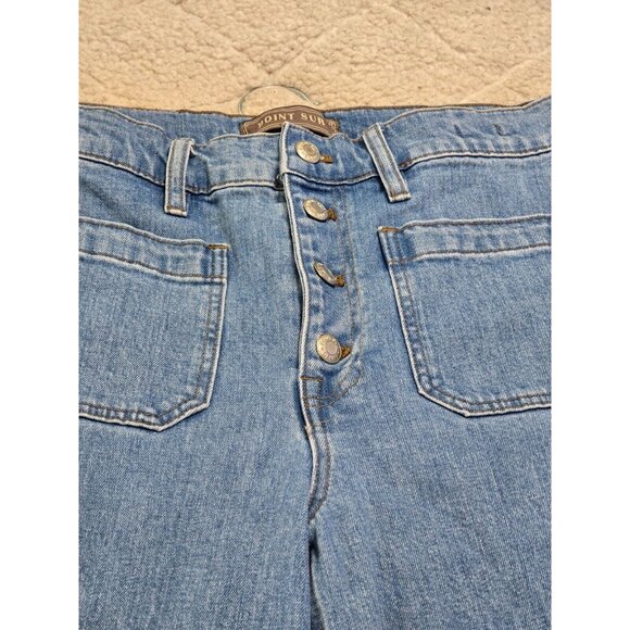 Point Sur Denim Womens Blue Wide Leg Cropped Jeans Pockets Button‎ Fly Size 28 - Picture 6 of 12